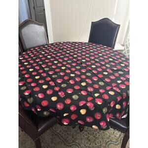 Homemade Tablecloth 63" Round Apples Cottage Core Trad Country Farmhouse